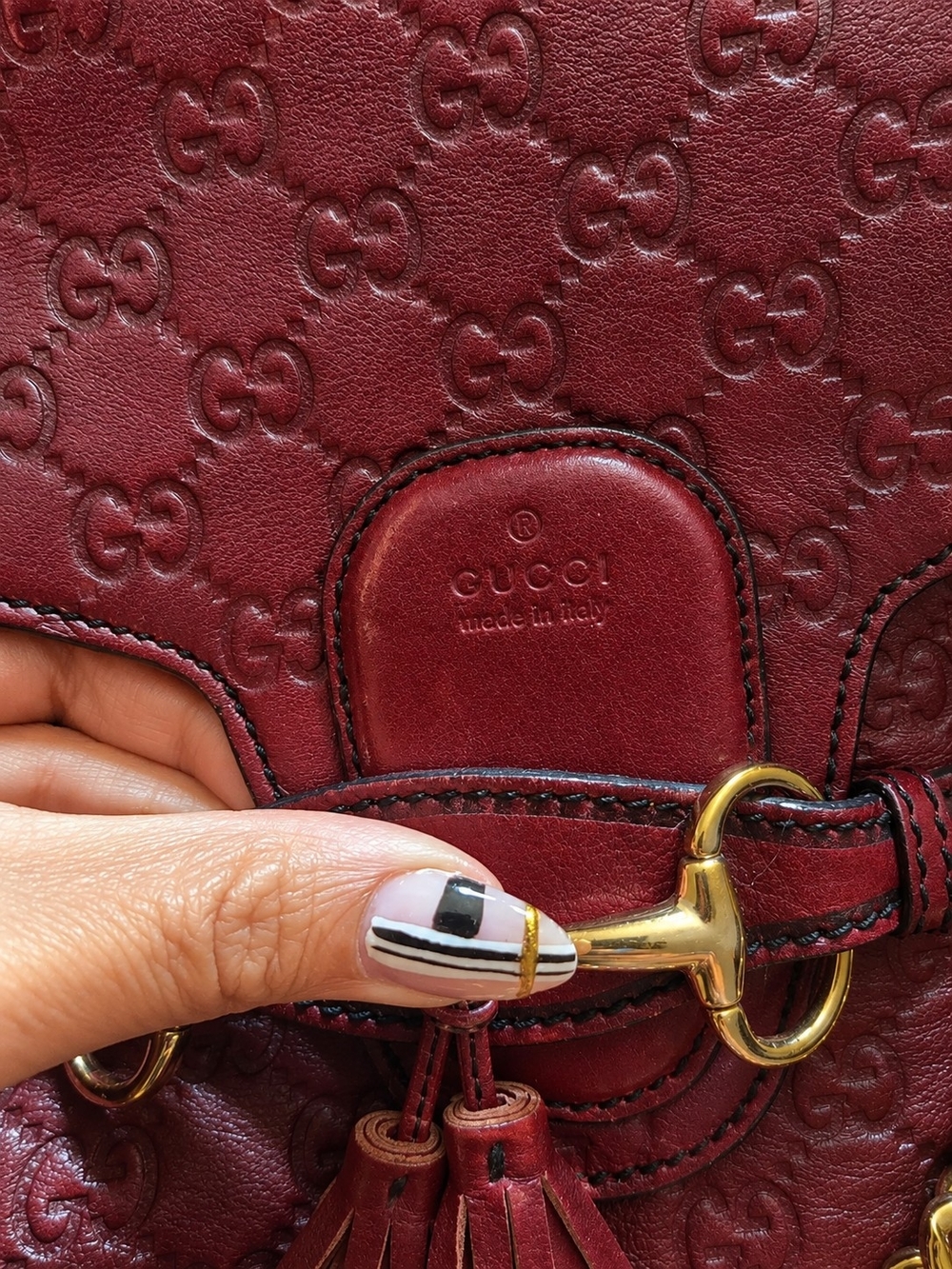 AUTHENTIC Vintage Gucci Guccisima Emily Burgundy Leather Shoulder Bag - Picture 4 of 7